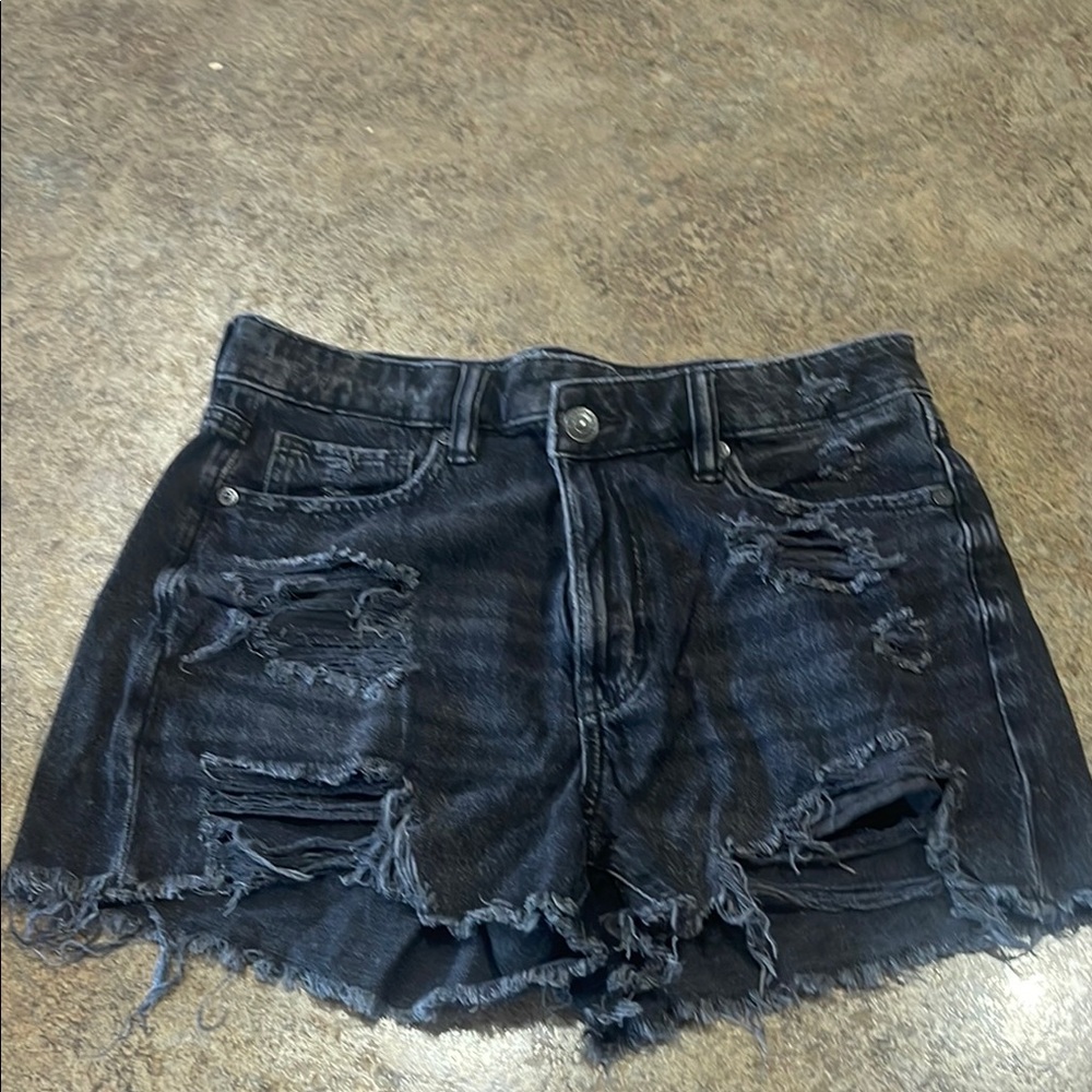 American Eagle Distressed Black Denim Shorts